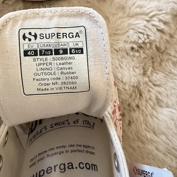 Superga 2750 Splatter Sneakers - White/Pink - Women's 9 / Men's 7.5 (NIB) - Picture 12 of 12